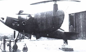 Aerostatoplan during trials, Novi Sad airfild, Septembar 1939. Wing and propelers in VTOL position.